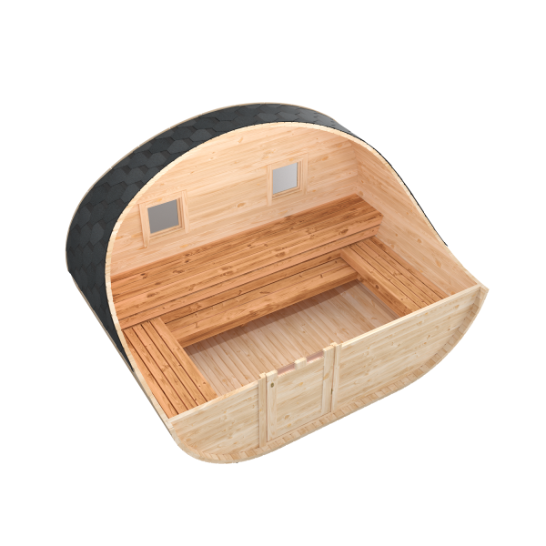 Fasssauna / Gartensauna / Banja / Oval 3,5 m ohne Vorraum